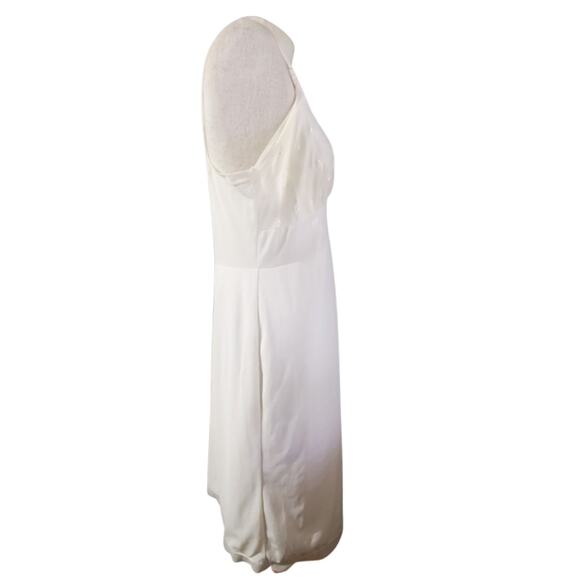 Vintage 1970's Knee Length Chemise Slip Dress M Ivory Adjustable Straps - Picture 3 of 3